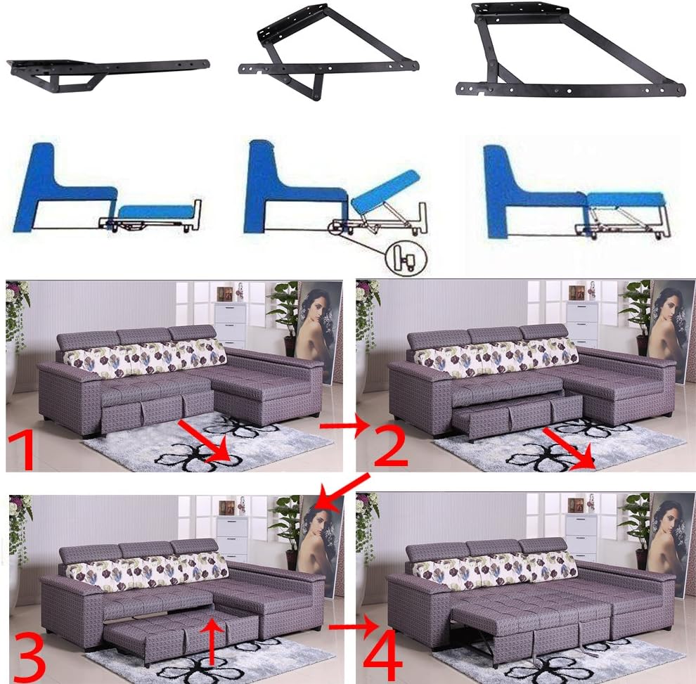 Sofa Couches Bed Functional Futon Hinge Hardware Sofa Converted into Bed