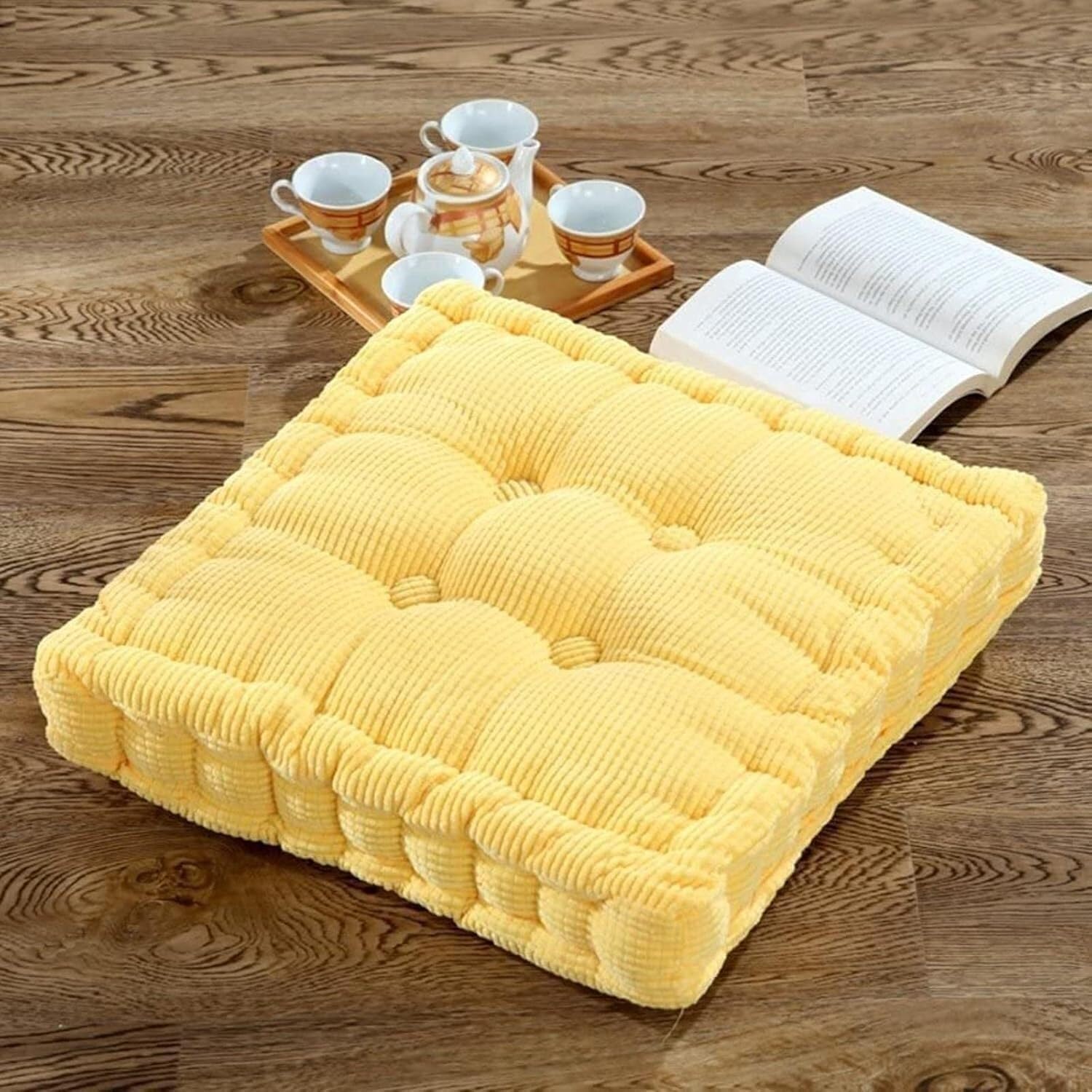 Chair Cushions,seat cushions, Chair Pad Corduroy,Square Thicken Floor Cushion, Nonslip Seat Cushion Floor Pillow Booster Seat Pad Mats for Car Outdoor Patio Chair Cushion(Brown,40x40cm(16x16inch))