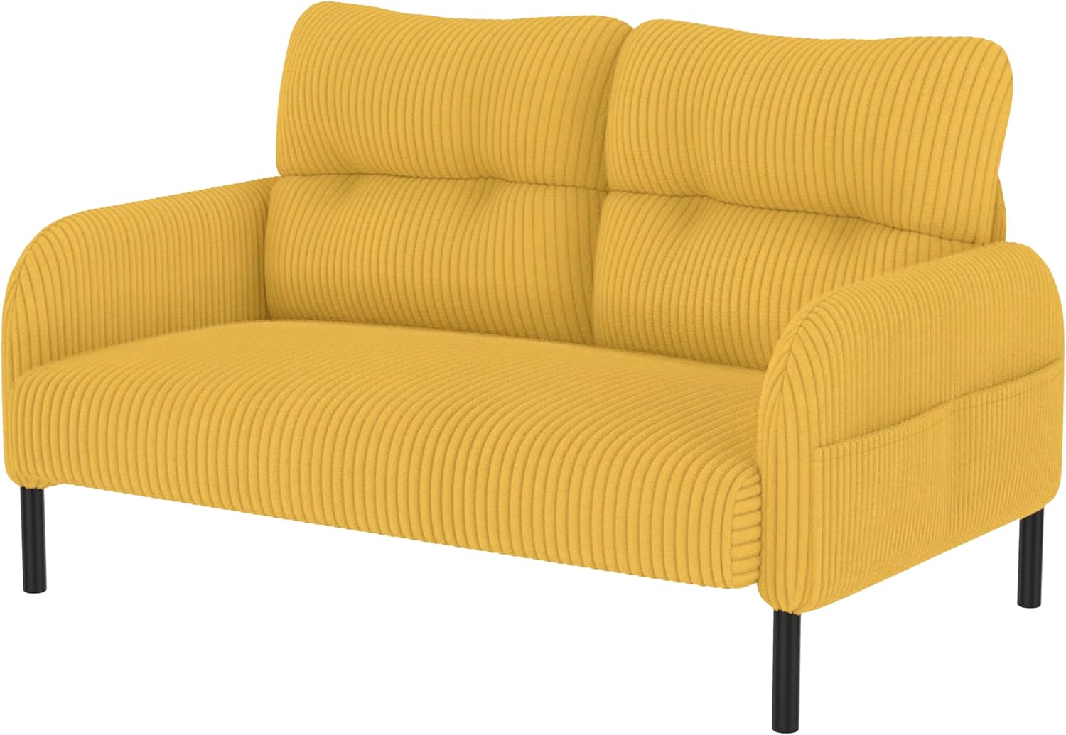 Small Loveseat Sofa, 47” Couch for Living Room Orange, Solid Wood Frame, Modern Deep Seat, Comfy Corduroy Fabric Love Seat for Bedroom Couches for Small Space,Apartment,Dorm (Orange)