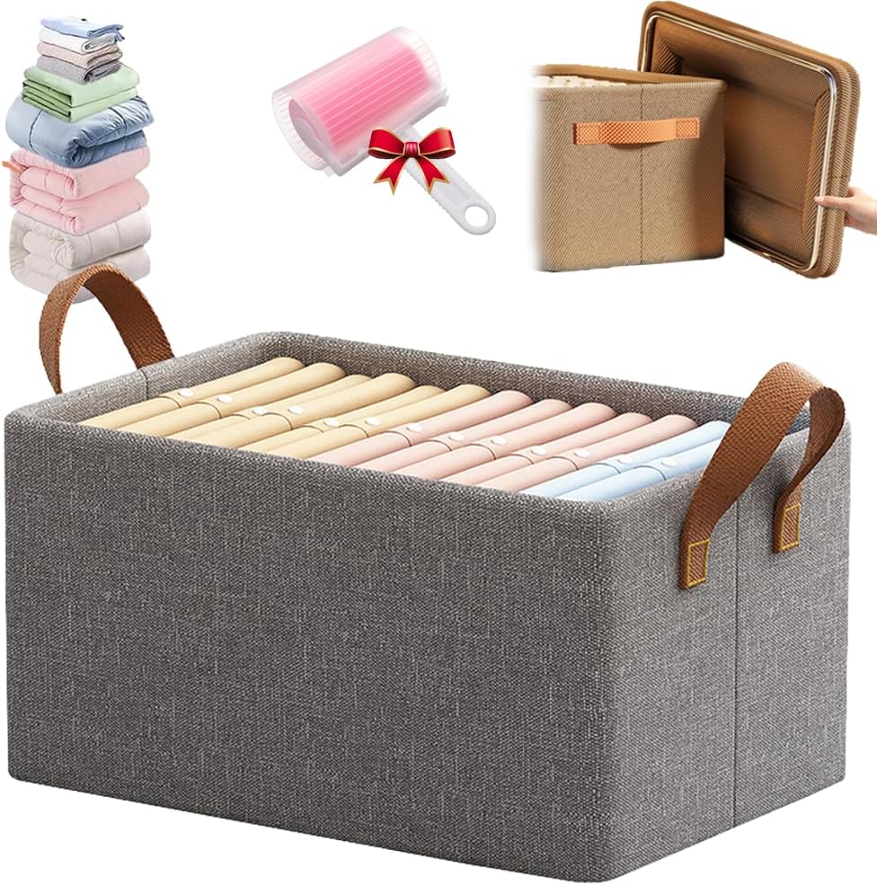 Cation Multi-Functional Folding Wardrobe,Pickelect Storage Boxes,Drawer Type Wardrobe Storage Box,Cleaner Home Storage,Ultra Space Wardrobe Clothes Organizer with Handle (Grey,19.6*11.8*10.2in)