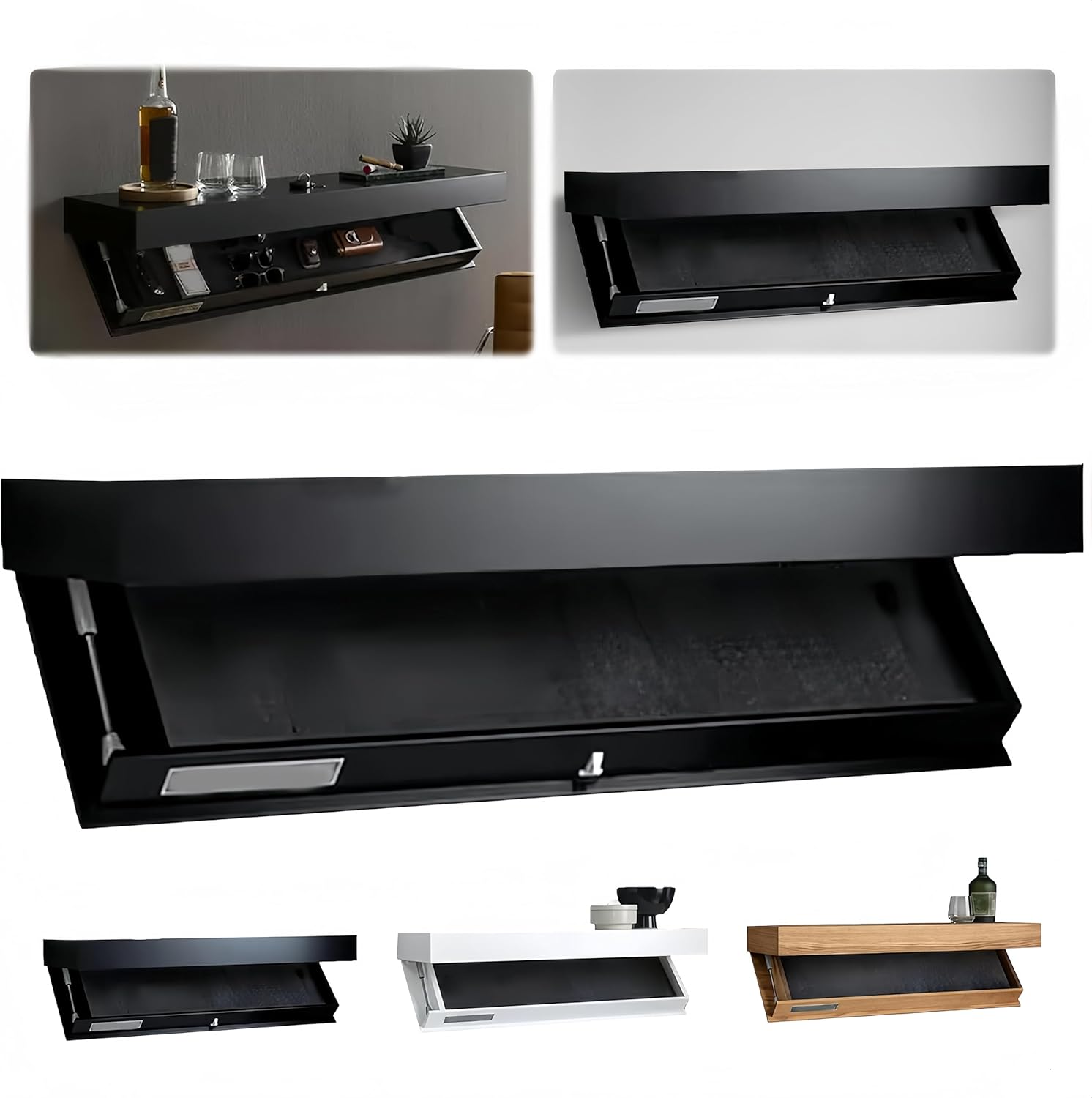 Floating Shelves for Wall Storage, Wall Shelves for Bedroom Decor, Secret Compartment Furniture with Trap Door, Rustic Wood Shelf for Books,Plants,Corner Shelves for Bathroom,Kitchen