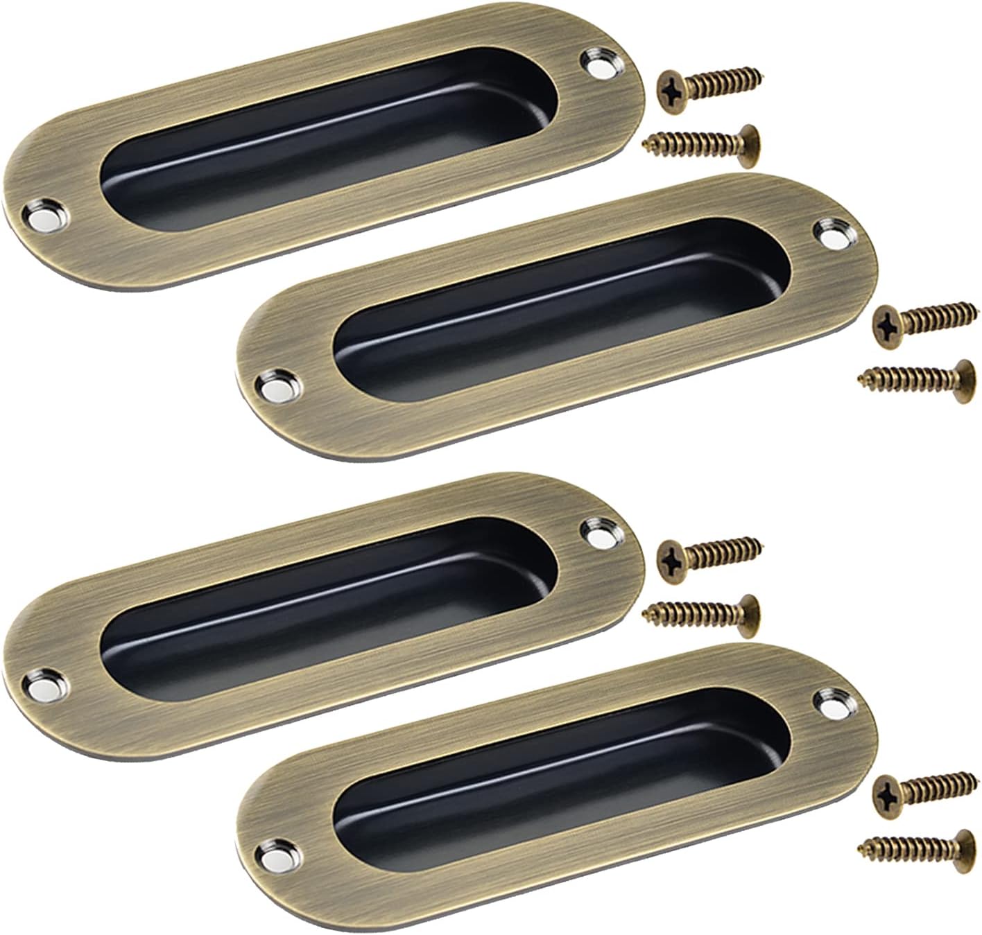 Recessed Furniture Handle Hidden Handle Stainless Steel Sliding Door Handle Shell Handle Grip Finger Pull for Gate Kitchen Cabinet Closet Drawer (Black 4)