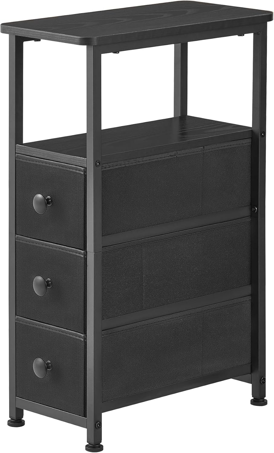 End Table, Narrow Side Table with 2 Fabric Drawers, Slim Nightstand, Small Bedside Table with Storage, Living Room, Bedroom, Rustic Brown HKET1200BR