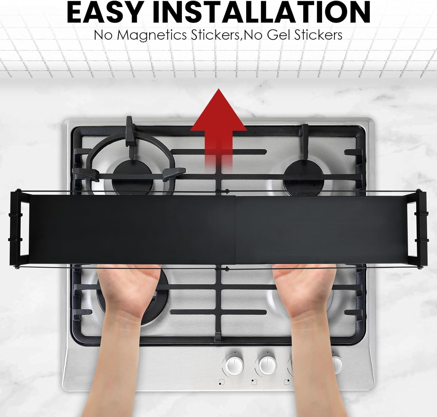 upgrade Stove Top Shelf，Over the Stove Spice Shelf for Kitchen,Spice Rack Shelf with 4 hooks Extra Storage Countertop, Seasoning Organizer,Kitchen Organizers and Storage (Black)