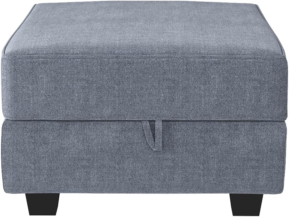 HONBAY Square Ottoman Module for Modular Sectional Sofa, Storage Ottoman Footrest and Seat Cube, Bluish Grey