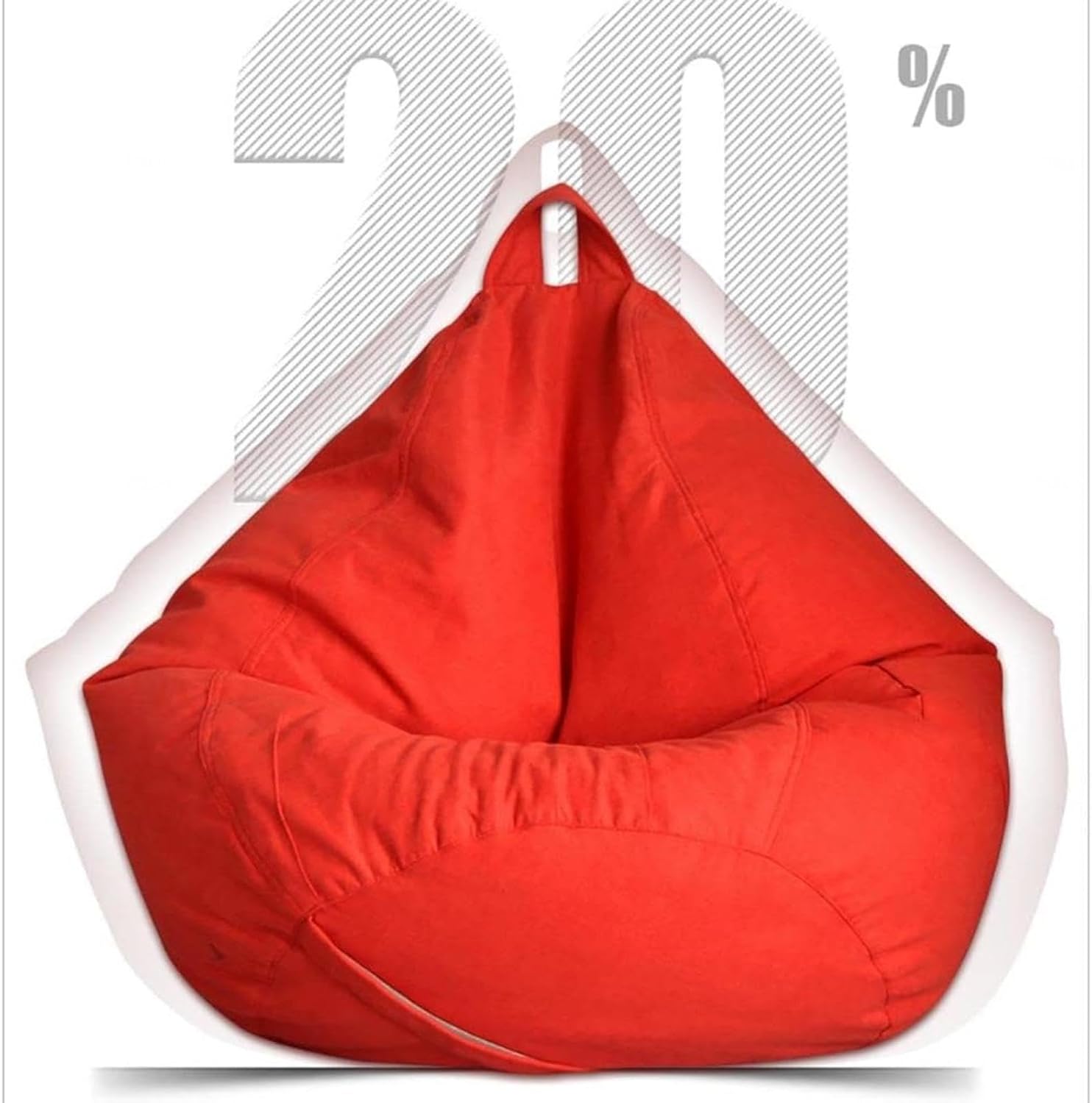 NIBHZ Lazy Sofas Cover Chairs Without Filler Linen Soft Micro-Fiber Bean Bag Chairs Cloth Lounger Seat Bean Bag Pouf Puff Couch for Adults (No Filler),Red-75X85CM
