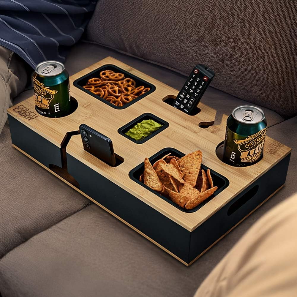 Couch Caddy - Sofa Organiser for Armrest - Convenient Storage for Sofa or Bed - Black