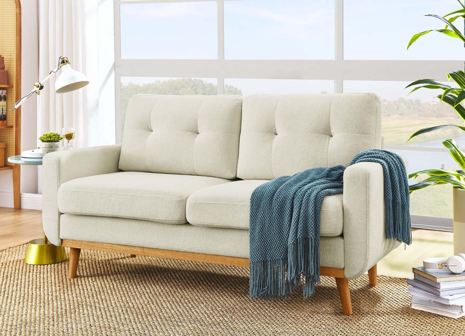 67.7" Loveseat Sofa, Small Couches for Small Spaces Love Seat with 2-Seat Upholstered Cushion, Modern Decor Sofa Couches for Living Room, Deep Couch for Bedroom Office Apartment (Cream)