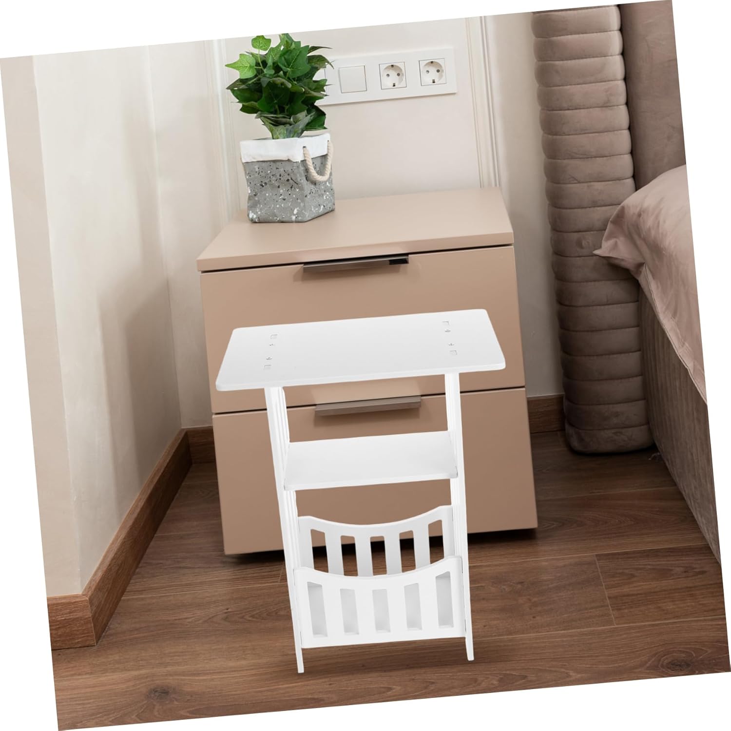 Compact White Bedside Table Small Side Table for Bedroom and Sofa for Home Decor for Apartments and Dorm Rooms