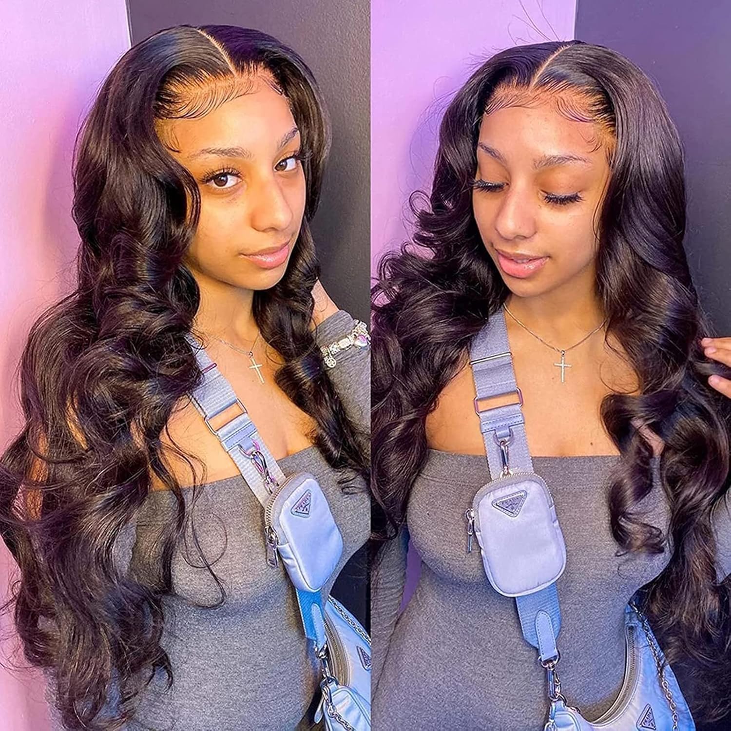 Long Hd Wavy Wig Hair Glueless Wigs Hair Pre Plucked Pre Cut Lace Front Wigs Hair HD Lace Front Wigs Women Wigs Heat Resistant Fiber Wigs Daily Party Cosplay(173-1US)
