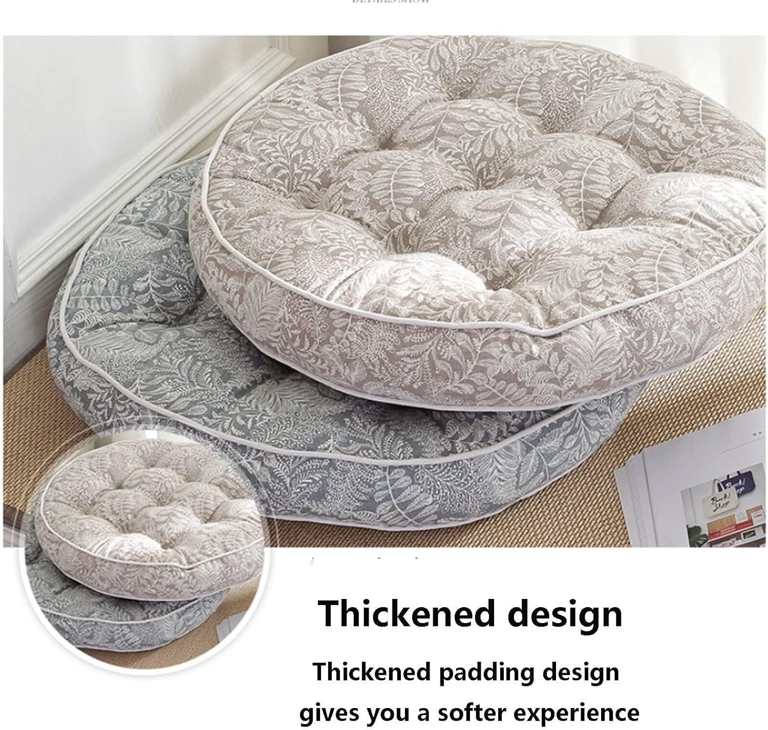 for Chairs Living Room Sofa Balcony Meditation Yoga Tatami Seating Cushion Large Size Thick Chair Cushion, Floor Pillow Cushion, Round Seat Cushion(Cafe Claro)