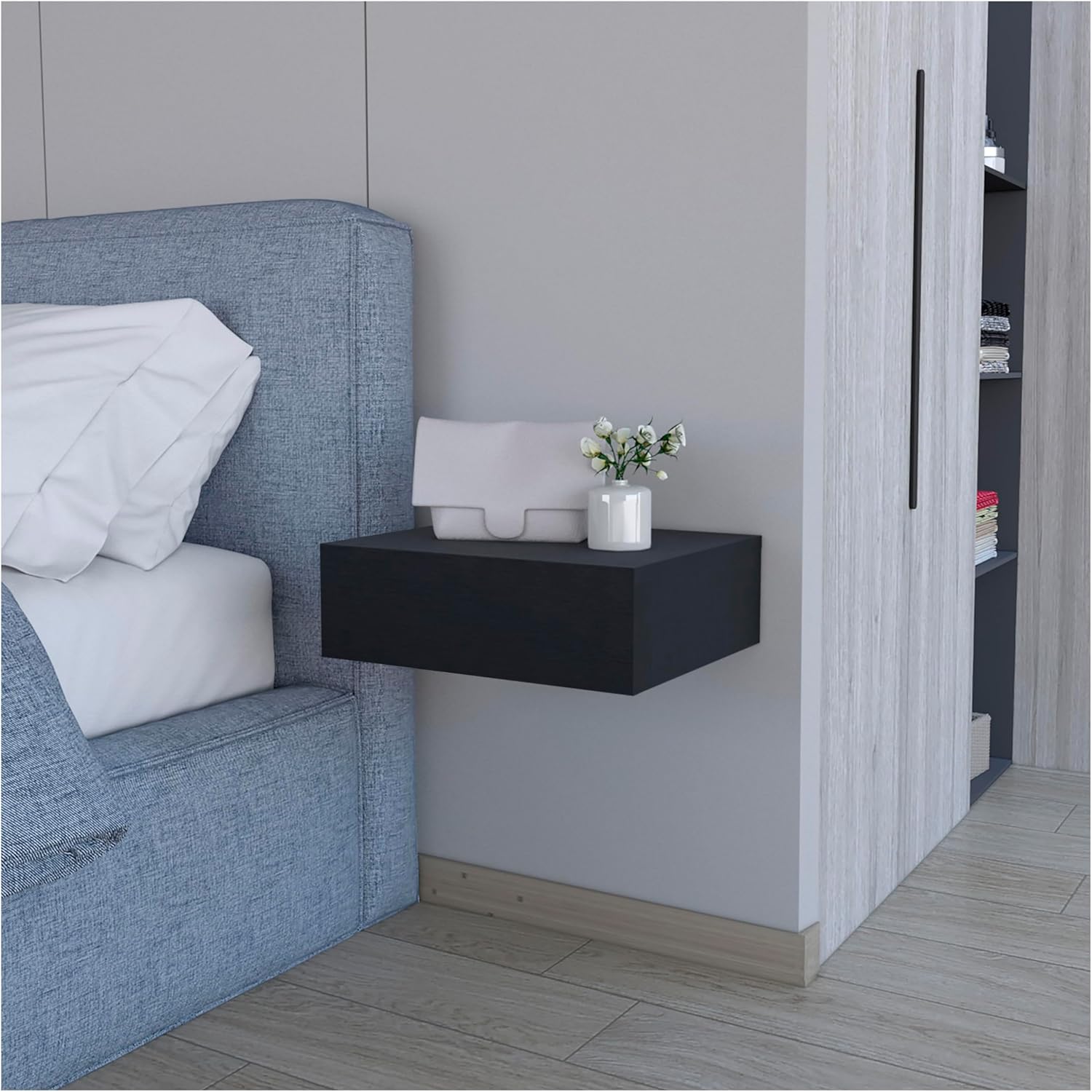 Vienna Floating Nightstand - Wall Mount, Drawer Storage, Modern Minimalist Bedroom Furniture