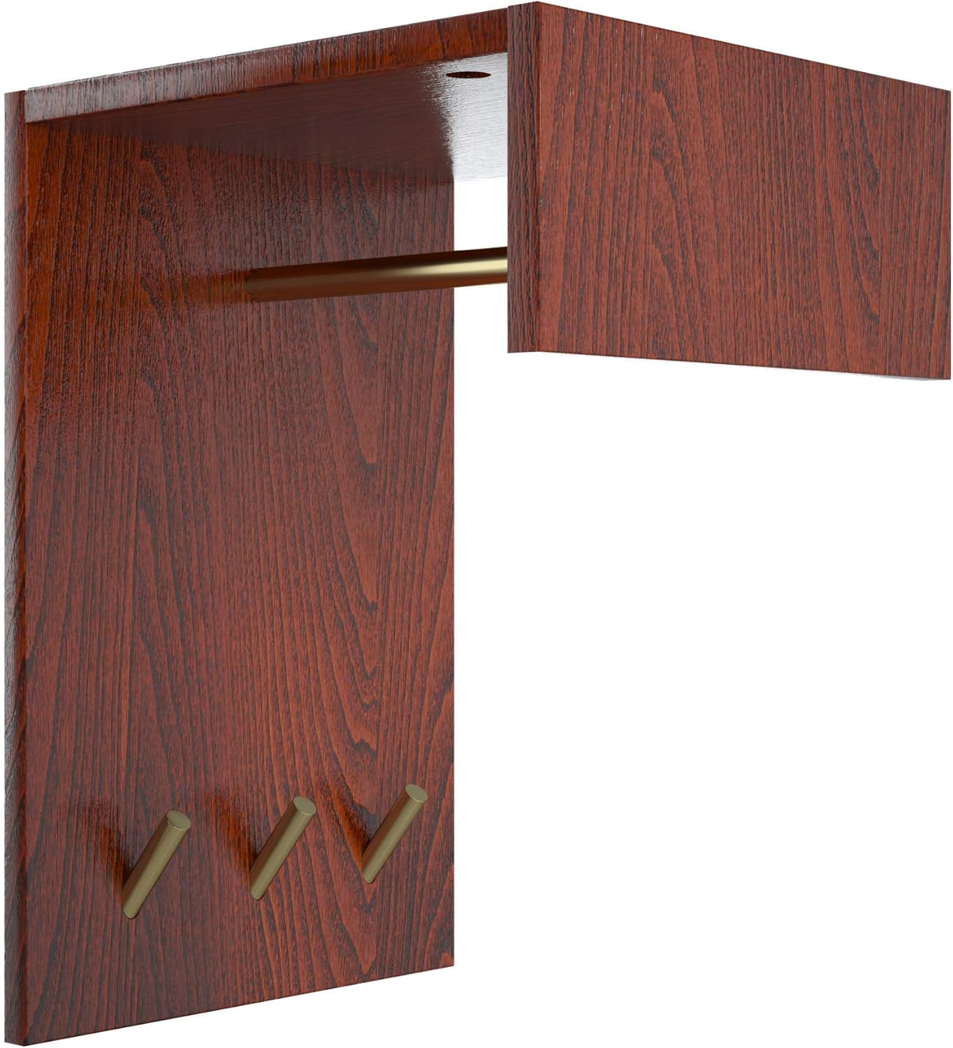 Svelte Solid Wood Floating Mini Floating Closet, Coat Rack, Space Saving Wall Mounted, Creative Corner, Entryway, Foyer Hallway, Easy KD parts(Classic Cherry)
