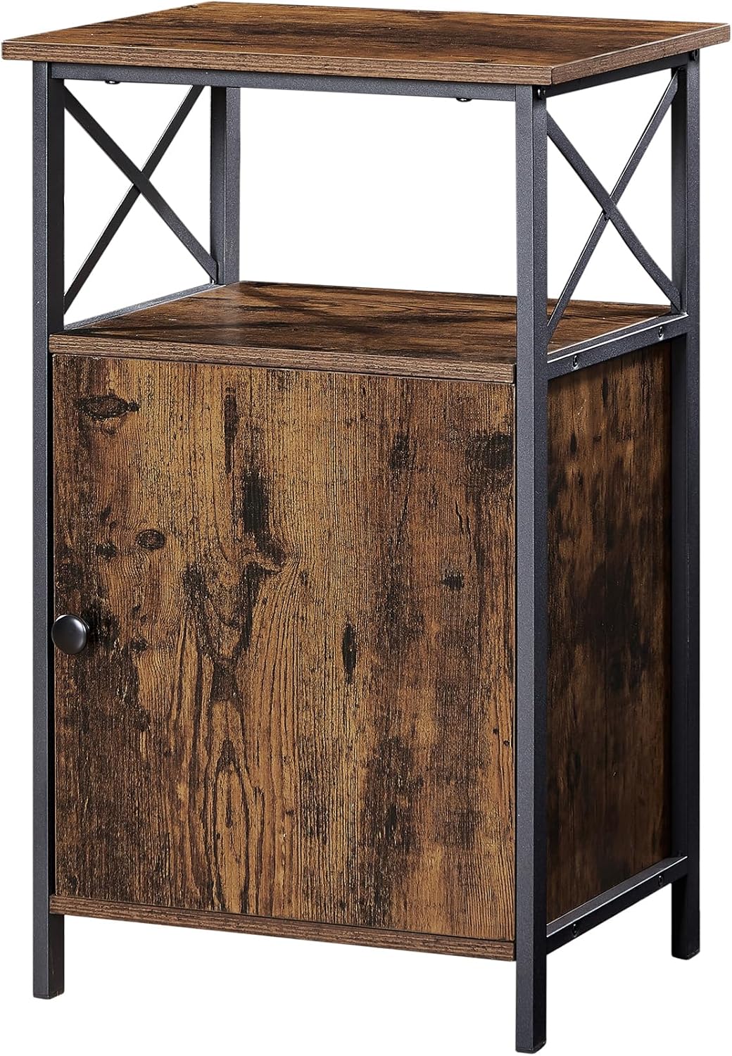 VECELO End Side Table with Cabinet,Bedside Nightstand with Large Capacity Storage for Living Room, Bedroom,Office,Easy to Assemble,26" H