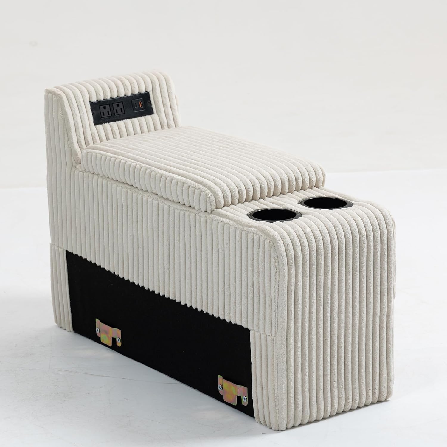 Modular Sofa with Coffee Table Module and Storage, USB Ports, Cupholders, for Living Room, Beige