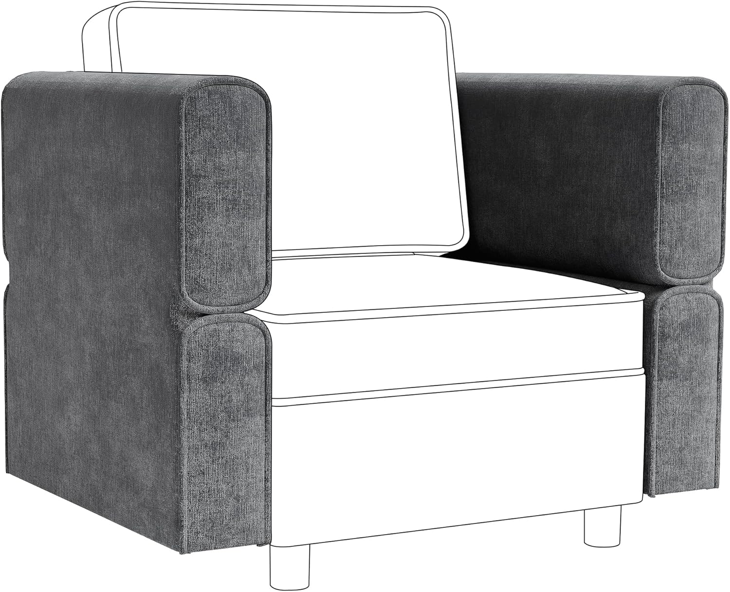 GAOMON Modular Couch Accessories Armrest, Chenille Fabric, Adjustable Armrest 2pcs, Including Left and Right Armrest, Meet for This Modular Sectional Sofa, Free Combination, Light Grey