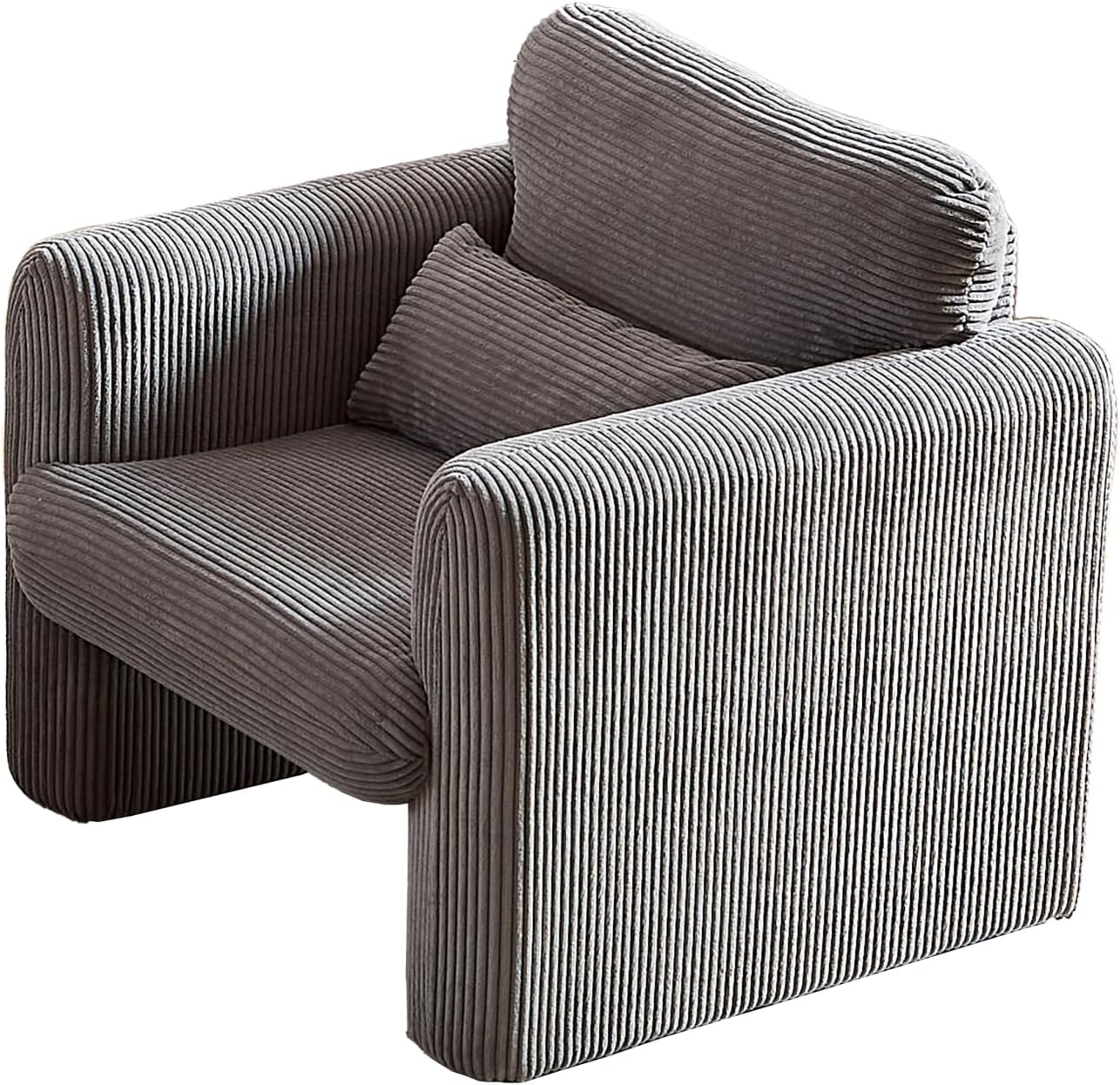 33" Modern Corduroy Fabric Single Sofa with Support Pillow and Adjustable Backrest, Comfortable Lounge Chairs with High Density Foam for Apartment, Office, Living Room & Bedroom, Grey