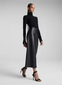 Marta Leather Midi Skirt