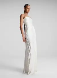 Bianca Strapless Pleated Maxi Dress(Whisper White,00)