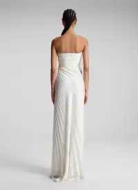 Bianca Strapless Pleated Maxi Dress(Whisper White,00)