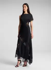 Alessia Satin and Lace Maxi Dress(Black,00)