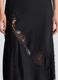 Alessia Satin and Lace Maxi Dress(Black,00)