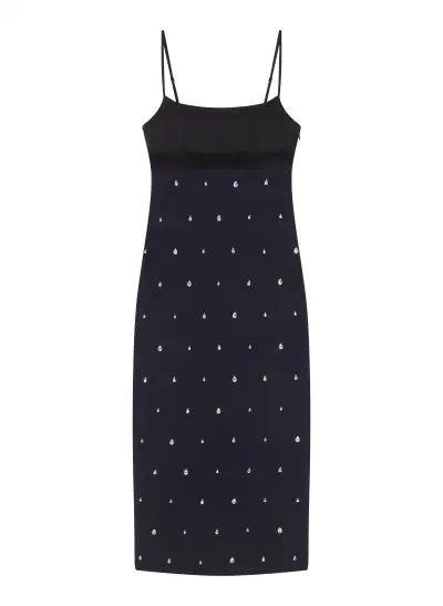 Alana Embellished Midi Dress(Evening Blue/Black/Crystal,00)