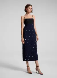 Alana Embellished Midi Dress(Evening Blue/Black/Crystal,00)