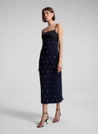 Alana Embellished Midi Dress(Evening Blue/Black/Crystal,00)