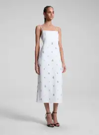 Alana Embellished Midi Dress(White,00)