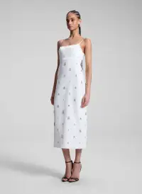 Alana Embellished Midi Dress(White,00)