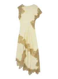 Alessia Satin and Lace Maxi Dress(Light Canary/Beige,00)