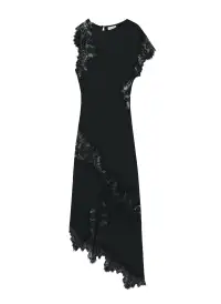 Alessia Satin and Lace Maxi Dress(Black,00)