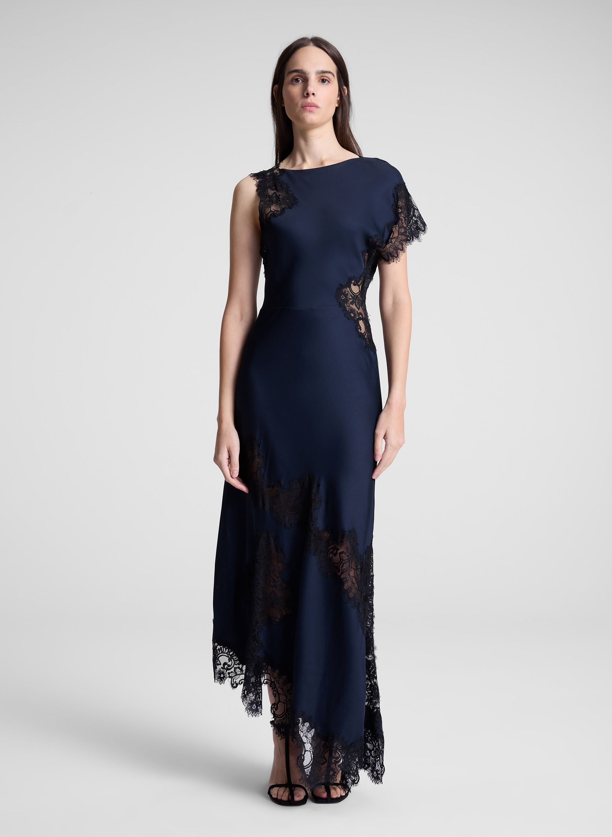 Alessia Satin and Lace Maxi Dress
