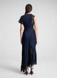 Alessia Satin and Lace Maxi Dress(Dark Sapphire/Black,00)