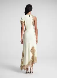 Alessia Satin and Lace Maxi Dress(Light Canary/Beige,00)