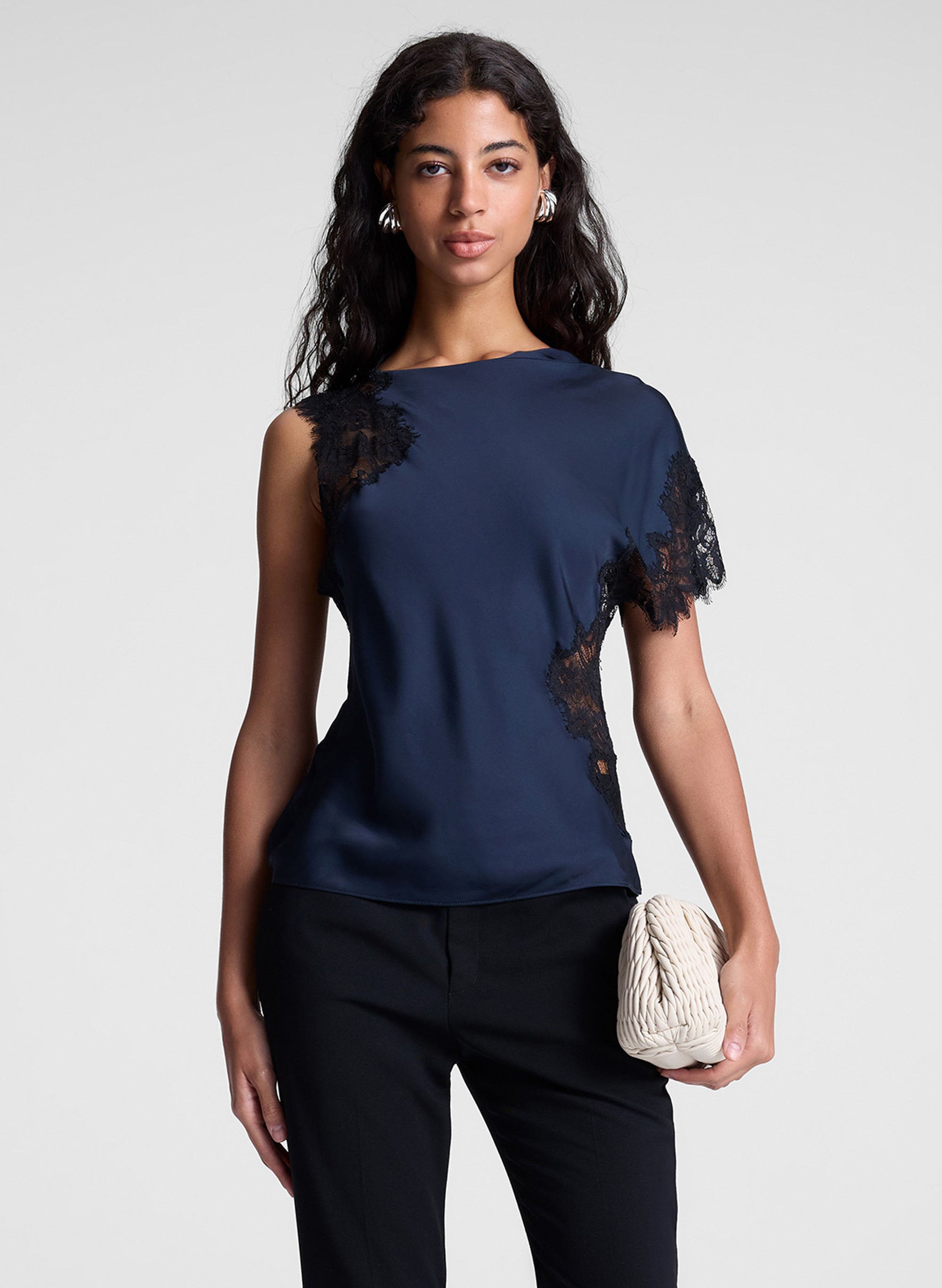 Alessia Satin and Lace Top