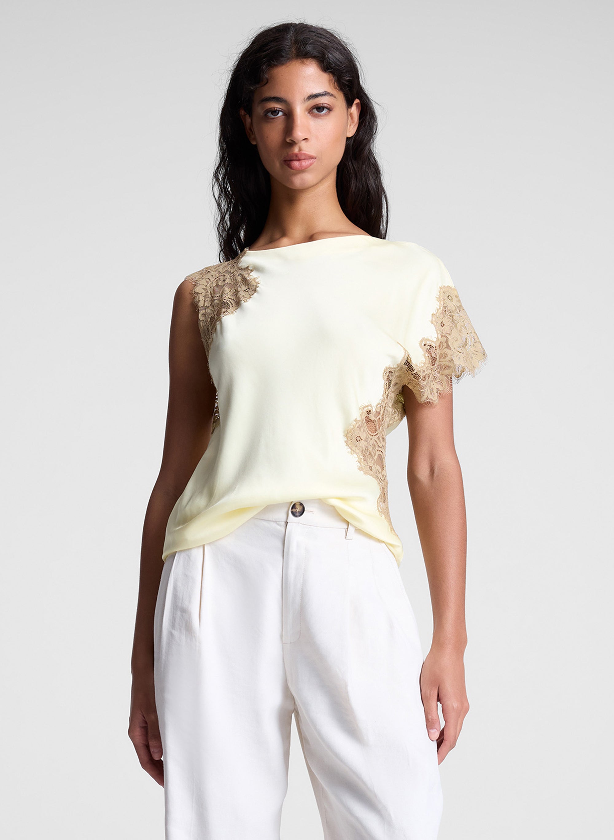 Alessia Satin and Lace Top