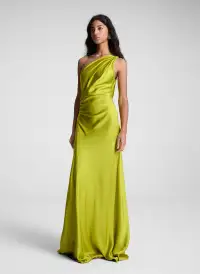 Aster Satin One Shoulder Gown(Green Amber,00)