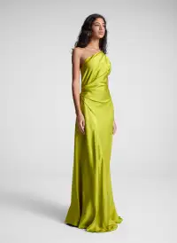 Aster Satin One Shoulder Gown(Green Amber,00)