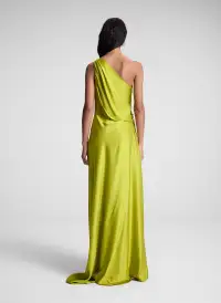Aster Satin One Shoulder Gown(Green Amber,00)