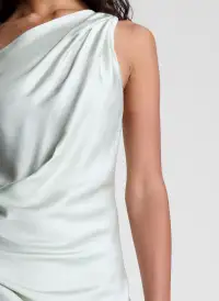 Aster Satin One Shoulder Gown(Spearmint,00)