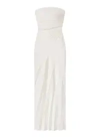 Bianca Strapless Pleated Maxi Dress(Whisper White,00)