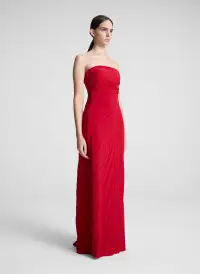 Bianca Strapless Pleated Maxi Dress(Really Red,00)
