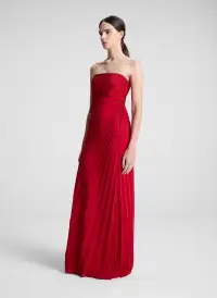 Bianca Strapless Pleated Maxi Dress(Really Red,00)