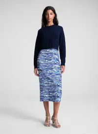 Phoebe Cotton Striped Midi Skirt