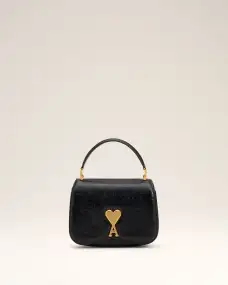 Black Leather Top Handle Paris Paris Bag