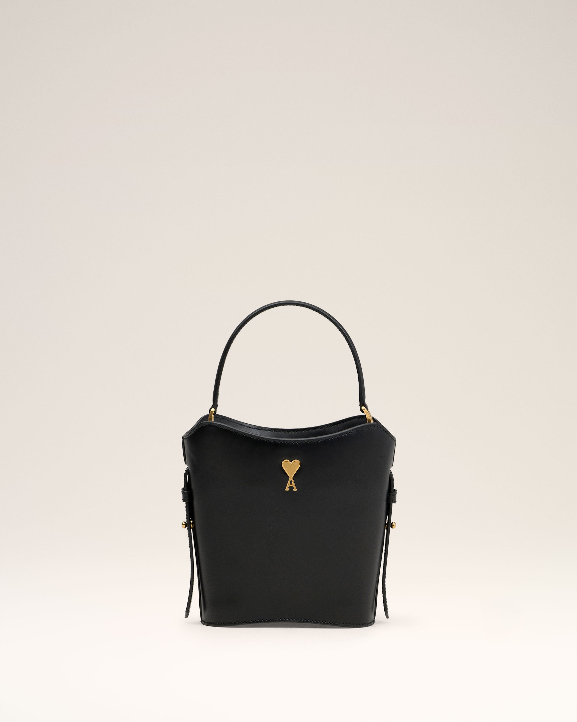Black Leather Mini Paris Paris Bucket Bag