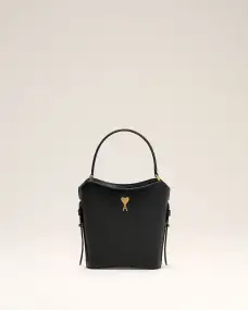 Black Leather Mini Paris Paris Bucket Bag