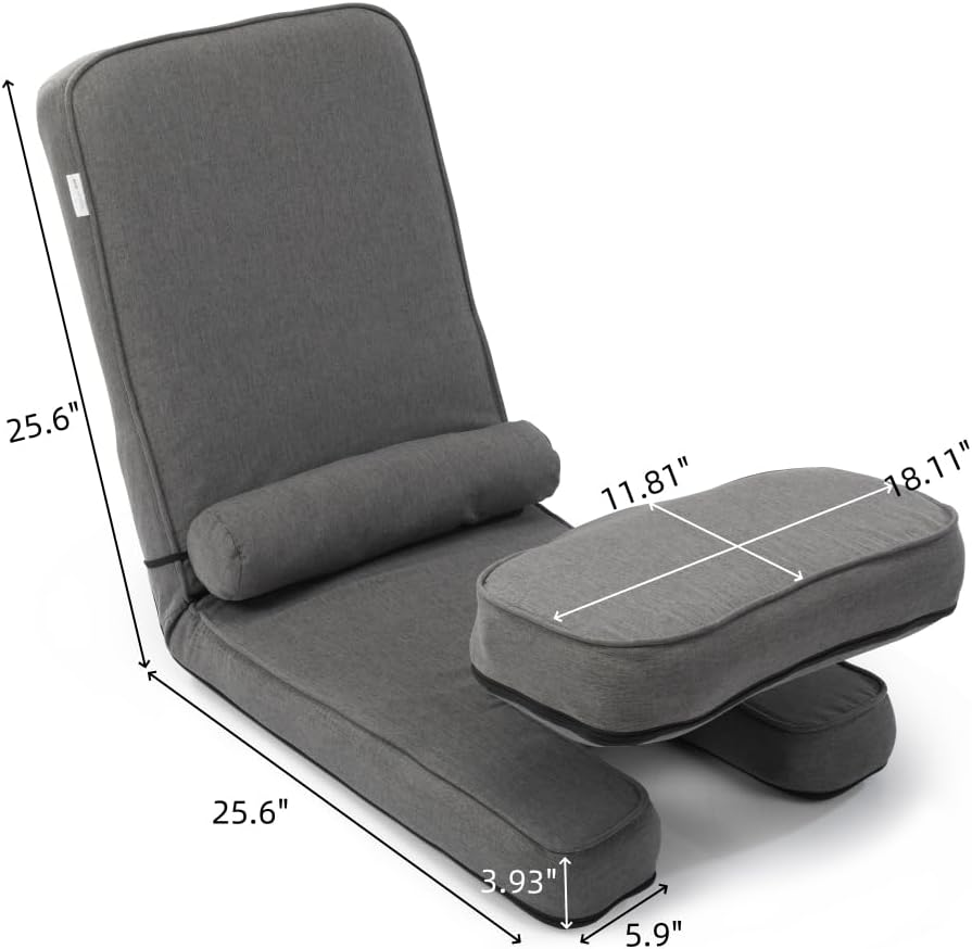 Folding Sofa Bed, Convertible Sleeper Chair Bed with table, Gaming Floor Chair with 5-Position Adjustable Back Support, Small Comfy Couch for Bedroom Small Space, Apartment Dorm, Xmas Gift(Dark Grey)